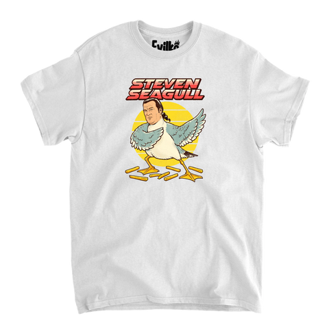 Steven Seagull — Mens Tee — White — Front