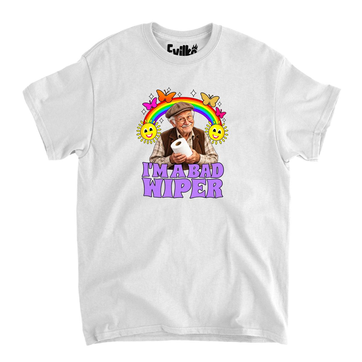 Im A Bad Wiper Halftone — Mens Tee — White — Front