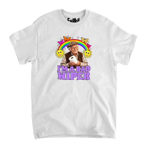 Im A Bad Wiper Halftone — Mens Tee — White — Front