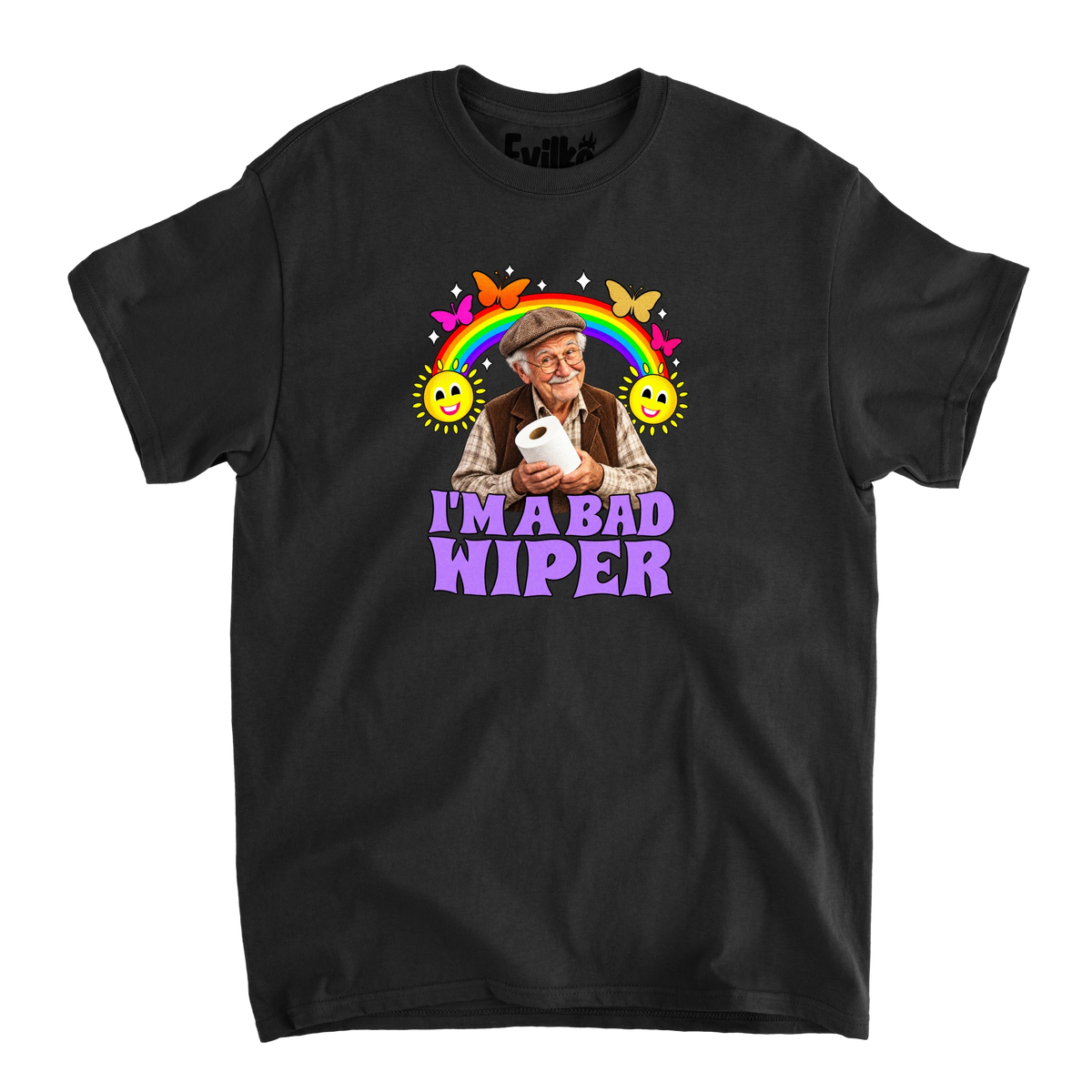 Im A Bad Wiper Halftone — Mens Tee — Black — Front