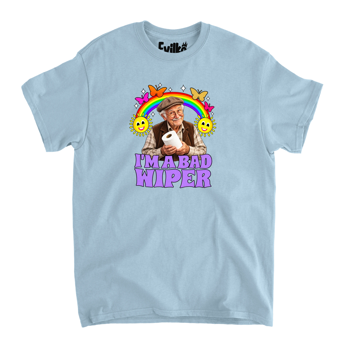 Im A Bad Wiper Halftone — Mens Tee — Light Blue — Front