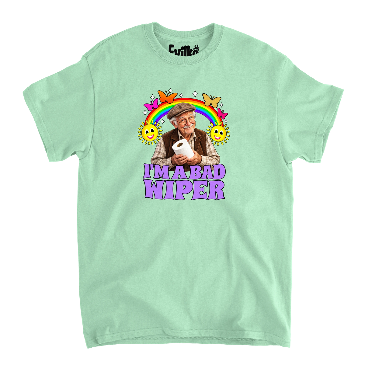 Im A Bad Wiper Halftone — Mens Tee — Mint — Front