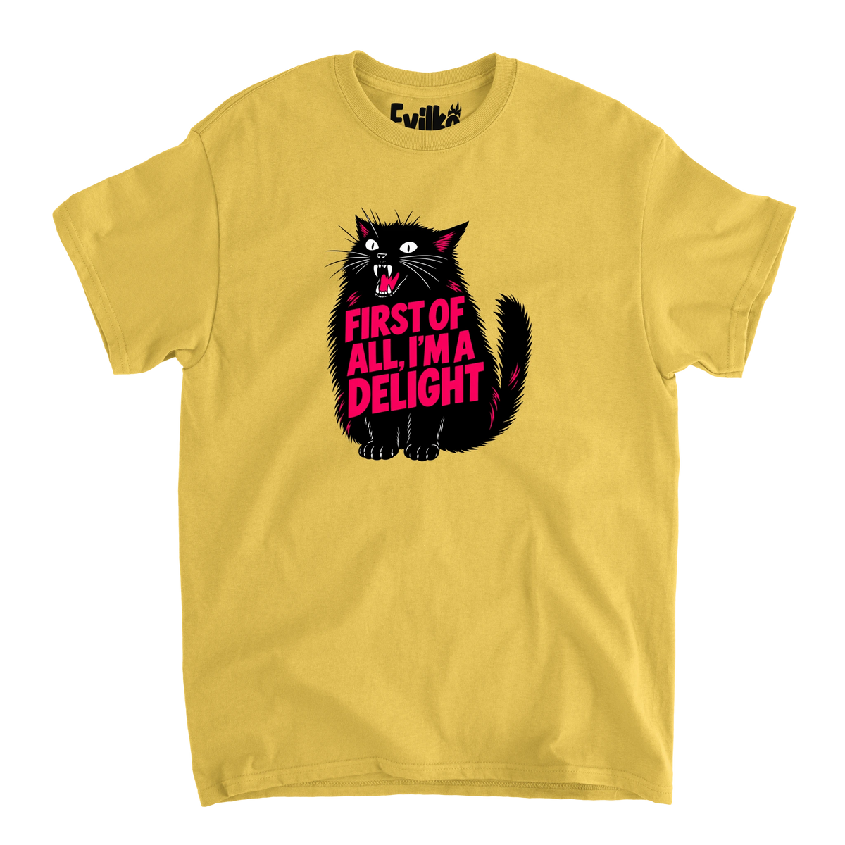 First Of All Im A Delight Cat — Mens Tee — Daisy — Front