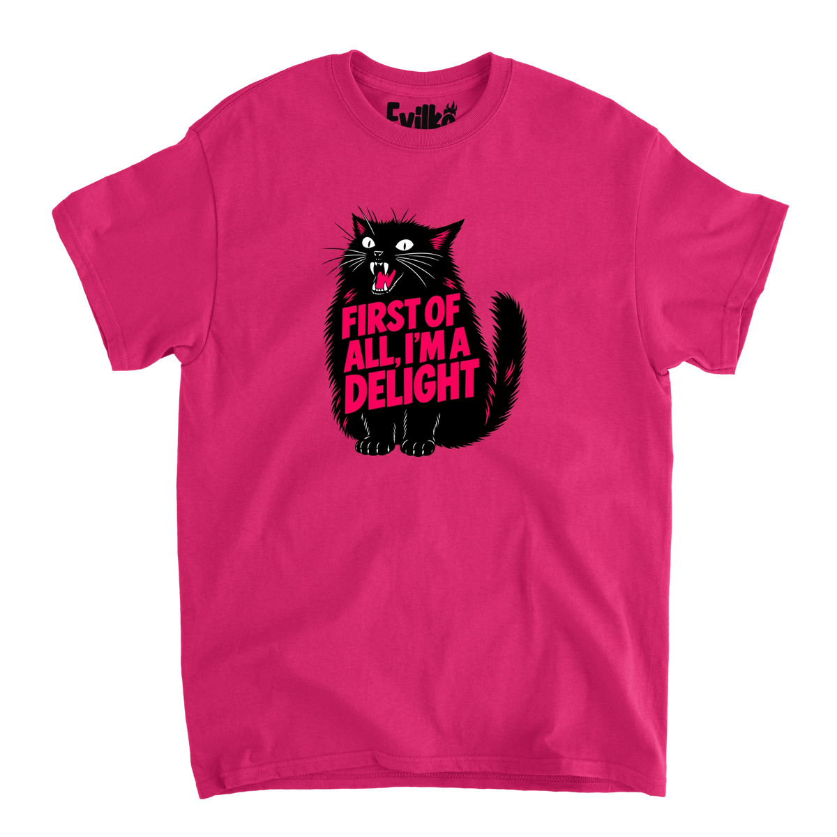 First Of All Im A Delight Cat — Mens Tee — Heliconia — Front