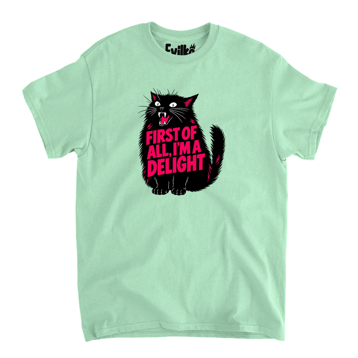First Of All Im A Delight Cat — Mens Tee — Mint — Front