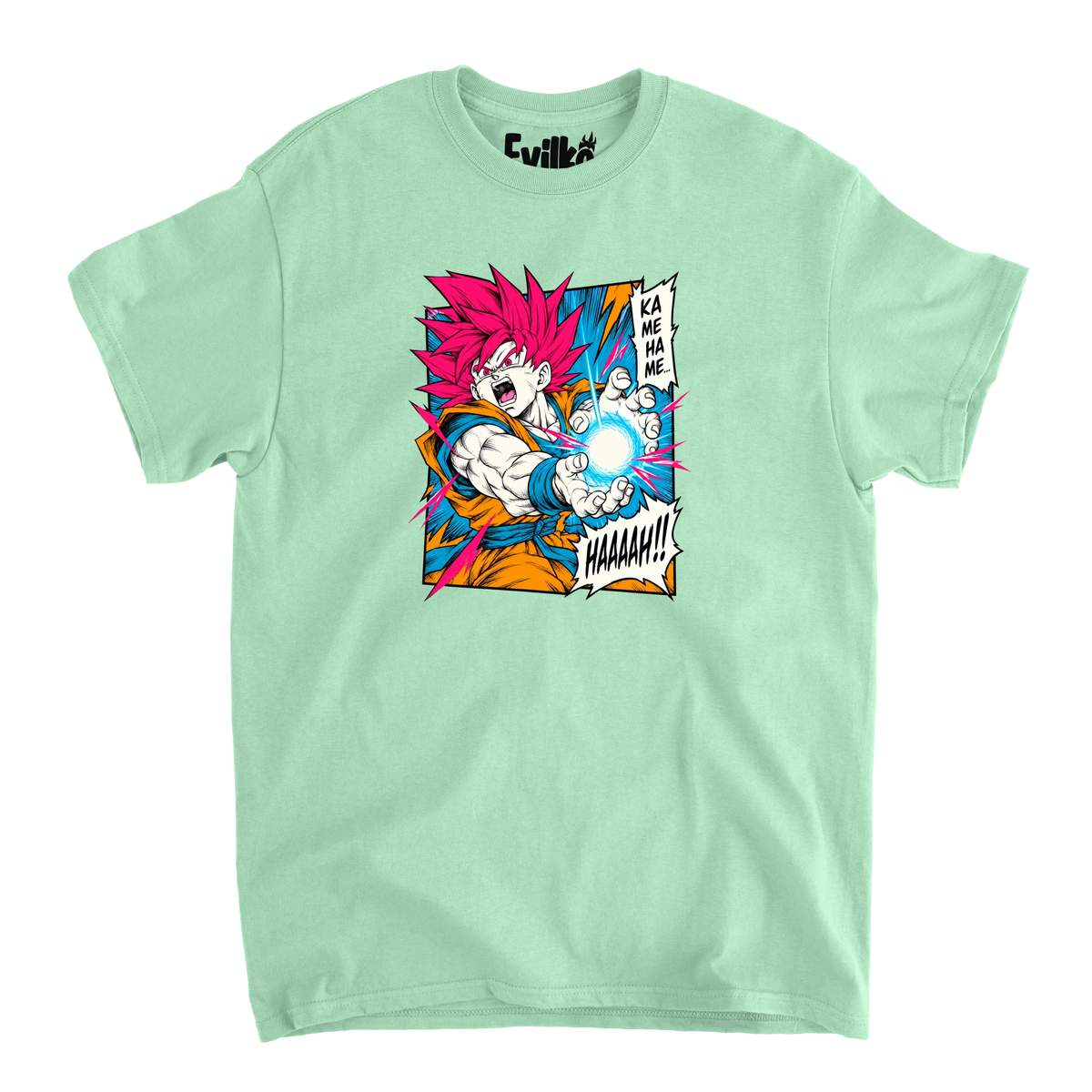 Goku Kamehameha Manga — Mens Tee — Mint — Front