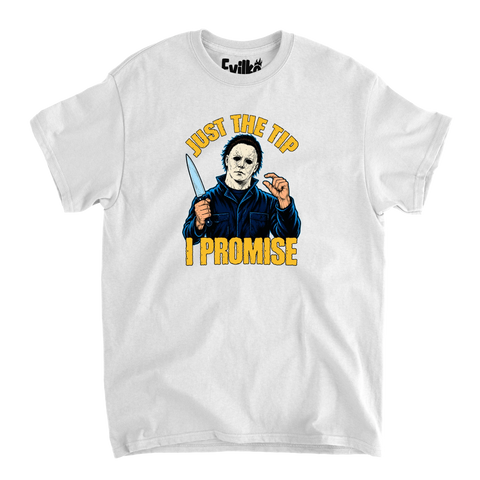 Just The Tip Michael Myers — Mens Tee — White — Front