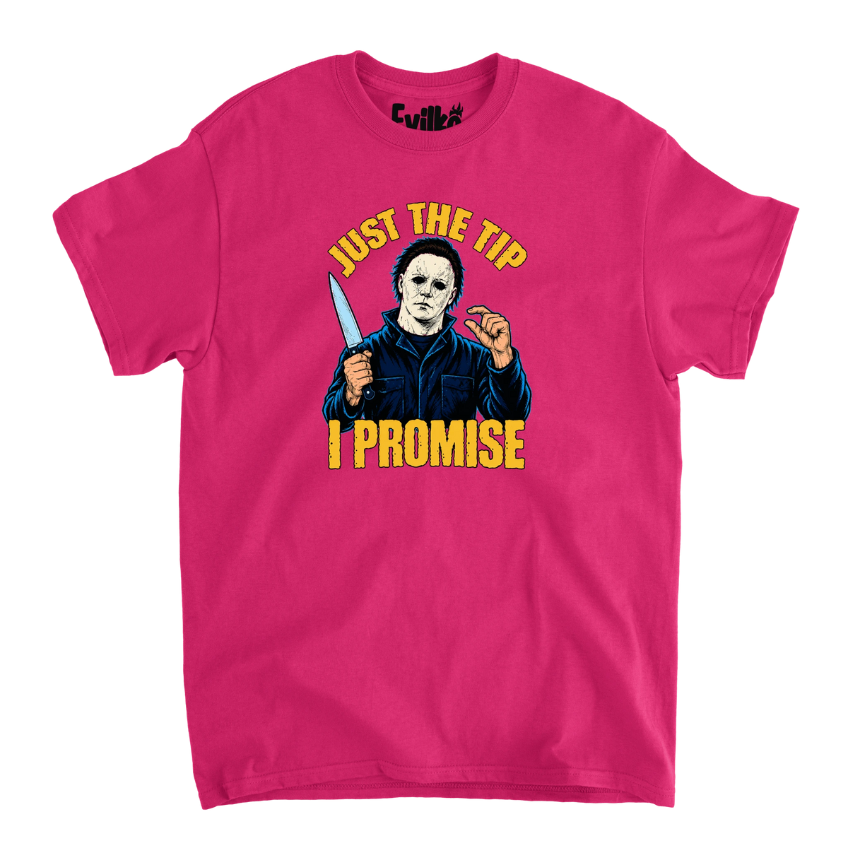 Just The Tip Michael Myers — Mens Tee — Heliconia — Front
