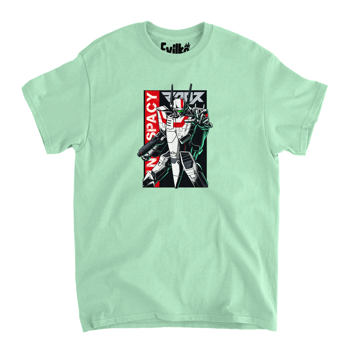 Macross UN Spacy Halftone — Mens Tee — Mint — Front