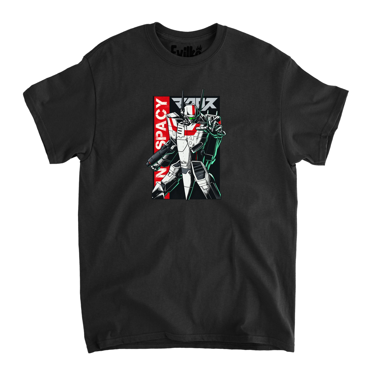 Macross UN Spacy Halftone — Mens Tee — Black — Front
