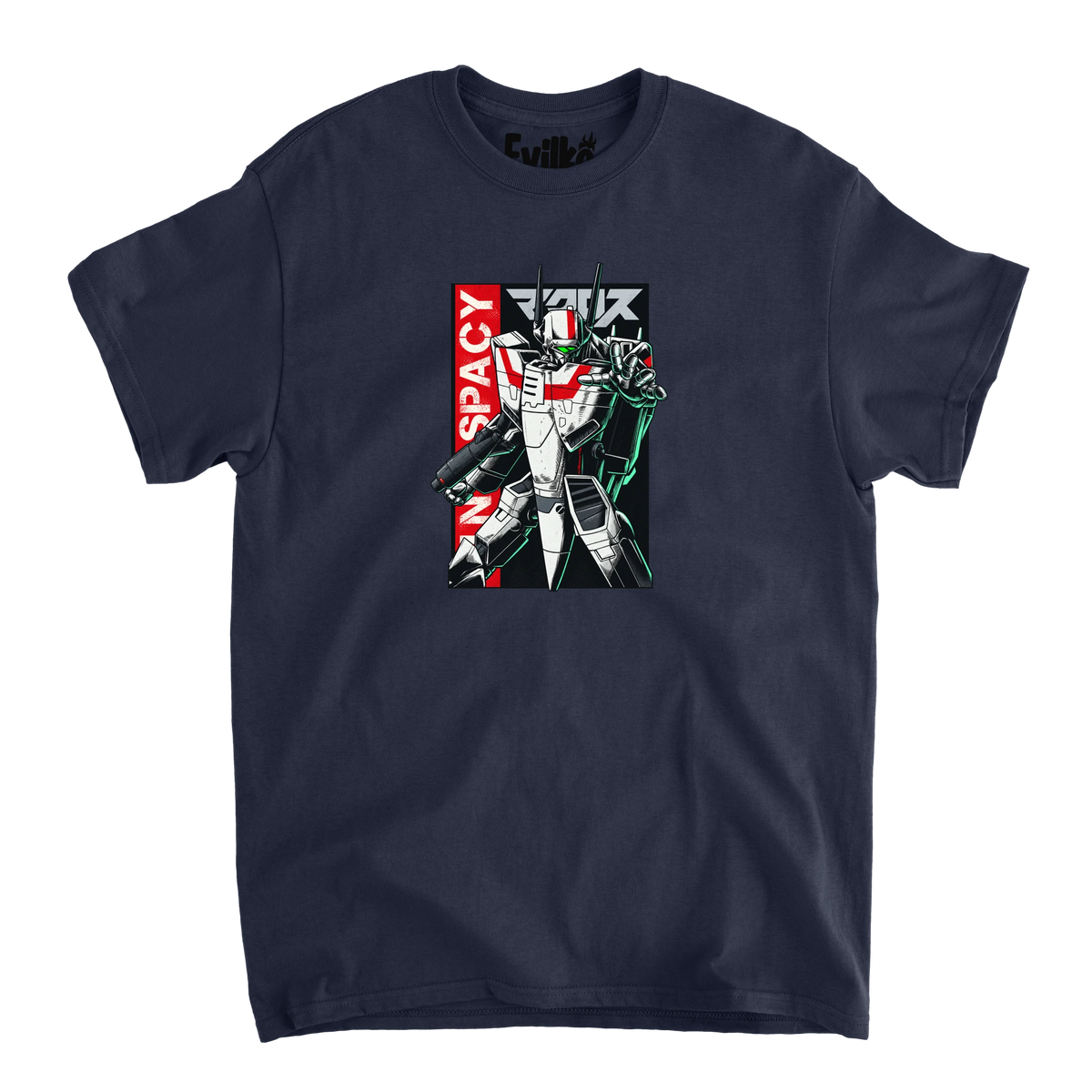 Macross UN Spacy Halftone — Mens Tee — Navy — Front