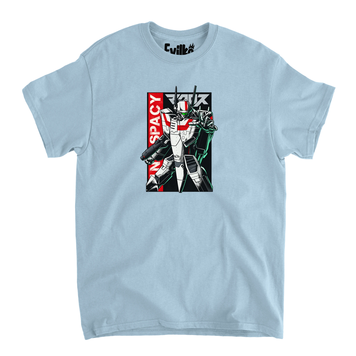 Macross UN Spacy Halftone — Mens Tee — Light Blue — Front
