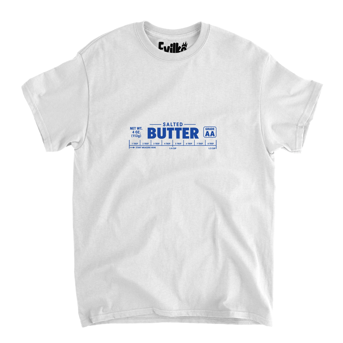 Salted Butter Blue — Mens Tee — White — Front