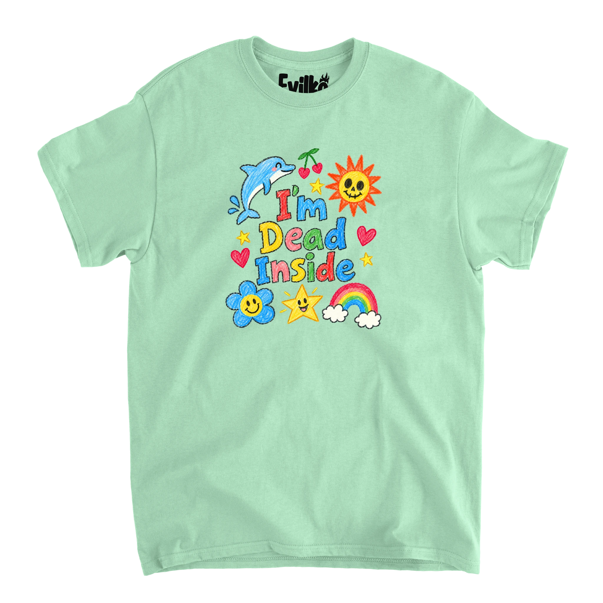 Im Dead Inside Doodles — Mens Tee — Mint — Front