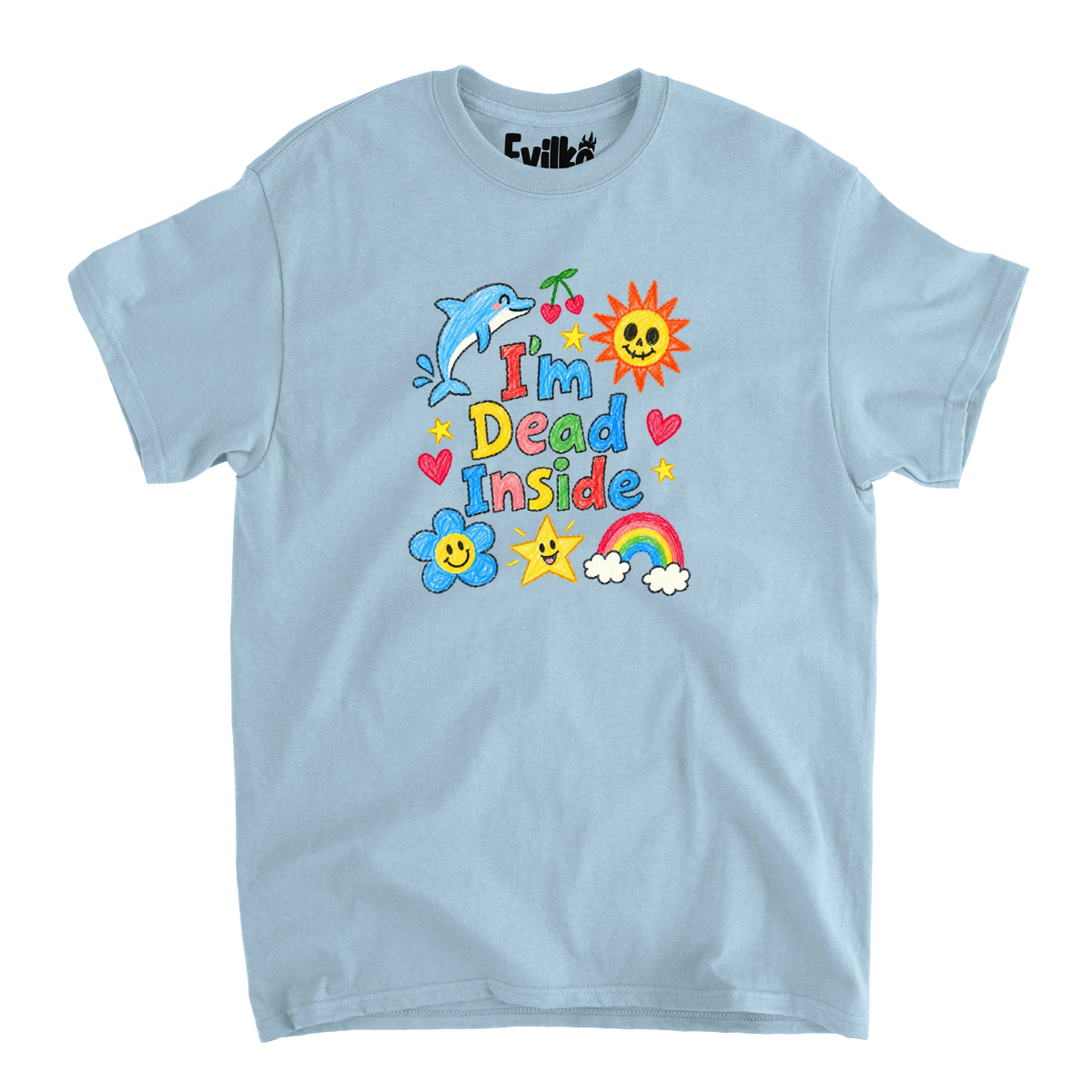 Im Dead Inside Doodles — Mens Tee — Light Blue — Front