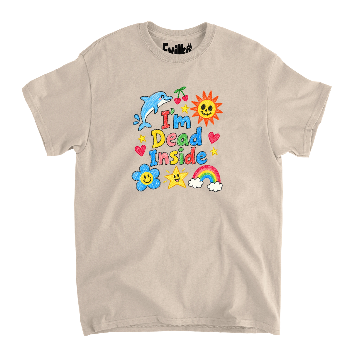Im Dead Inside Doodles — Mens Tee — Sand — Front