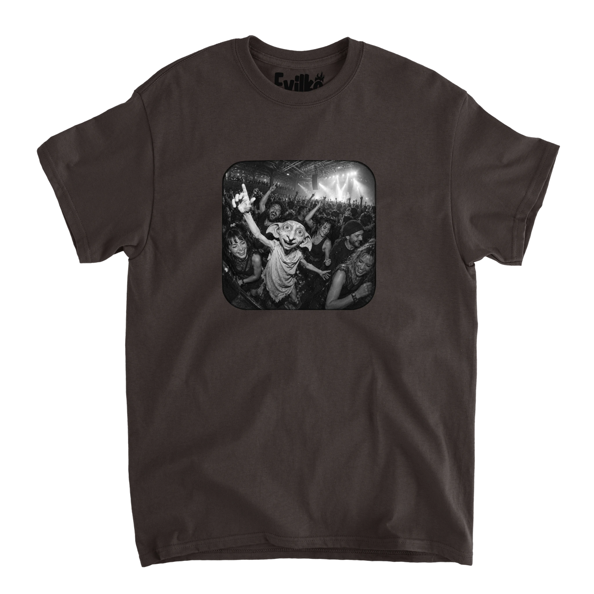 Dobby Concert Crowd — Mens Tee — Dark Chocolate — Front