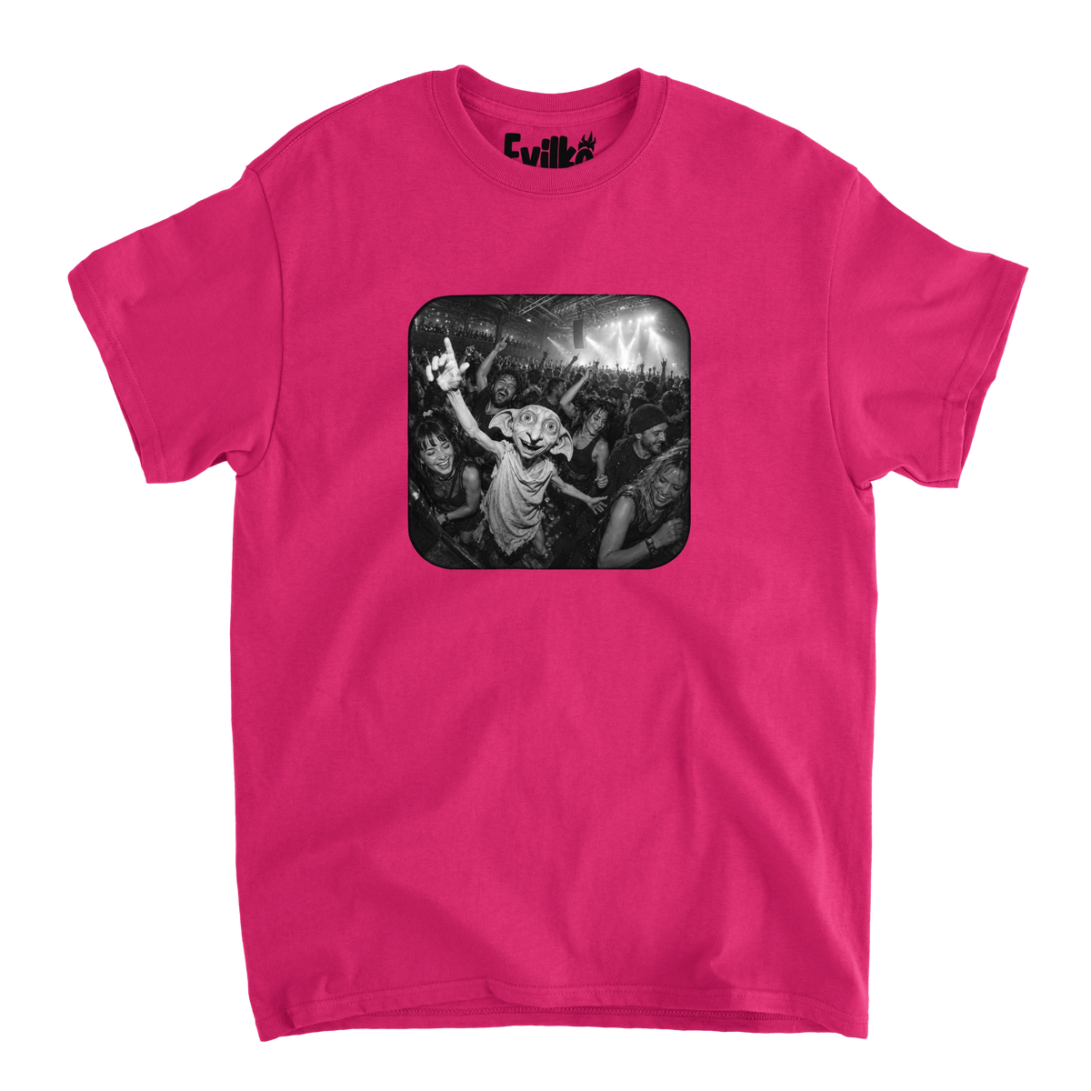 Dobby Concert Crowd — Mens Tee — Heliconia — Front