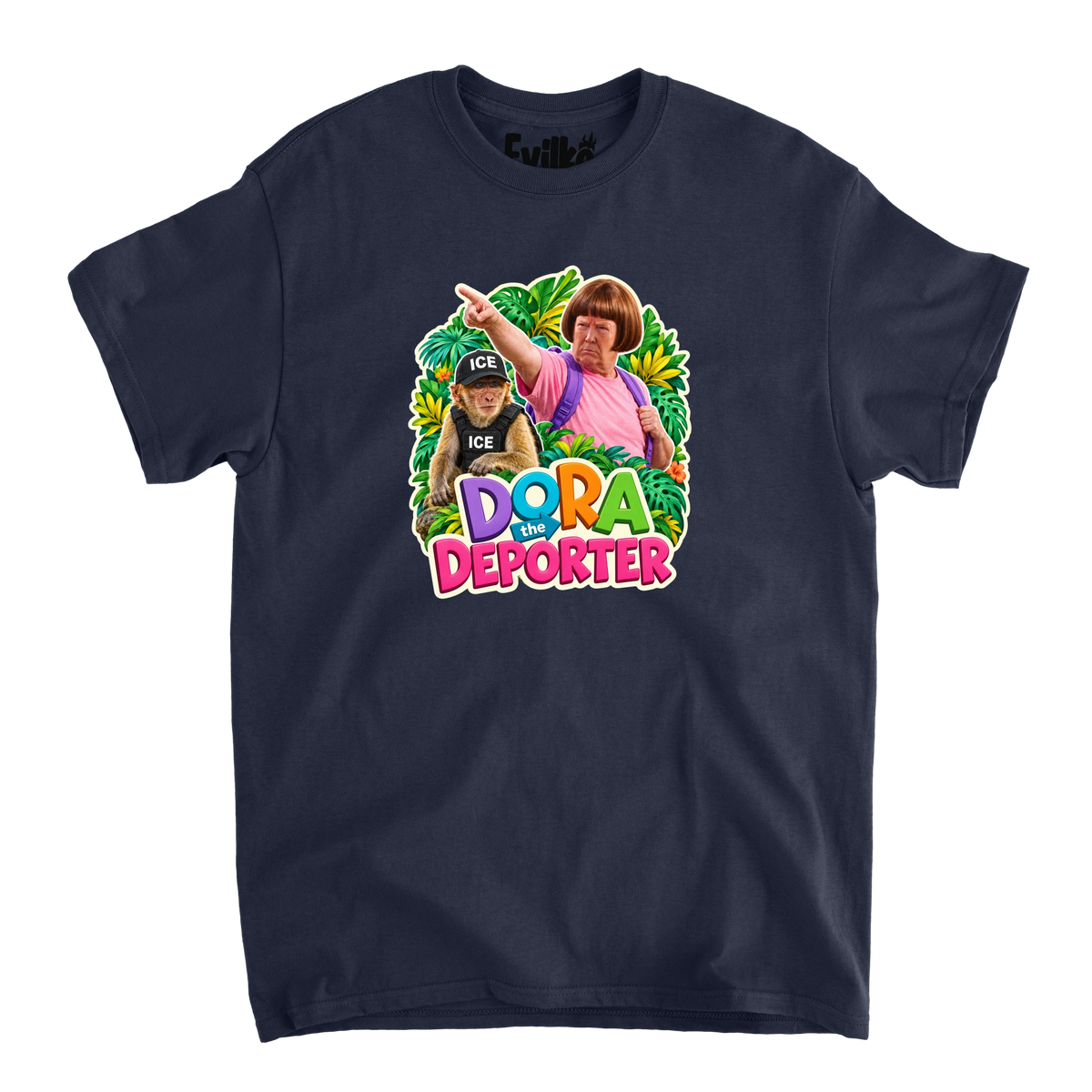 Dora The Deporter — Mens Tee — Navy — Front
