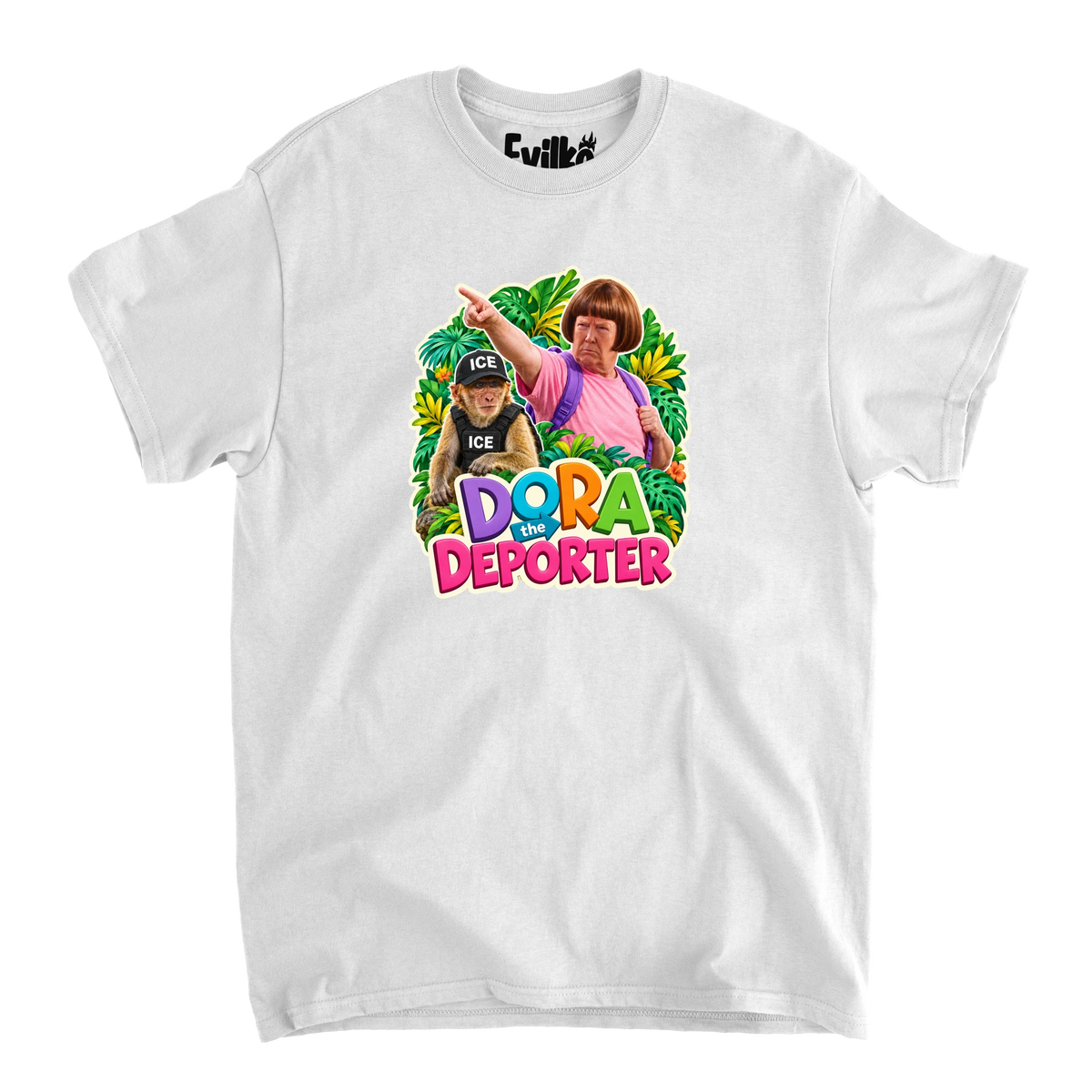 Dora The Deporter — Mens Tee — White — Front