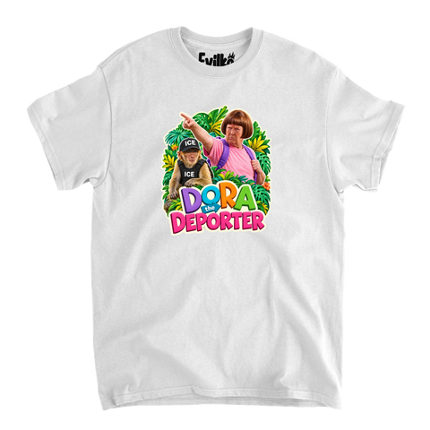Dora The Deporter — Mens Tee — White — Front