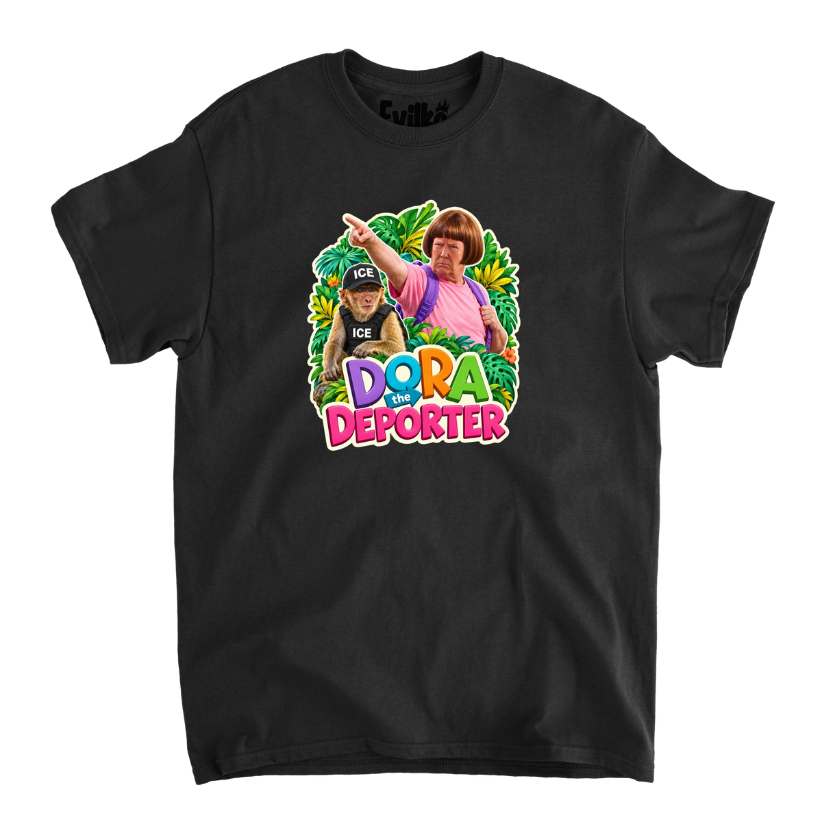 Dora The Deporter — Mens Tee — Black — Front