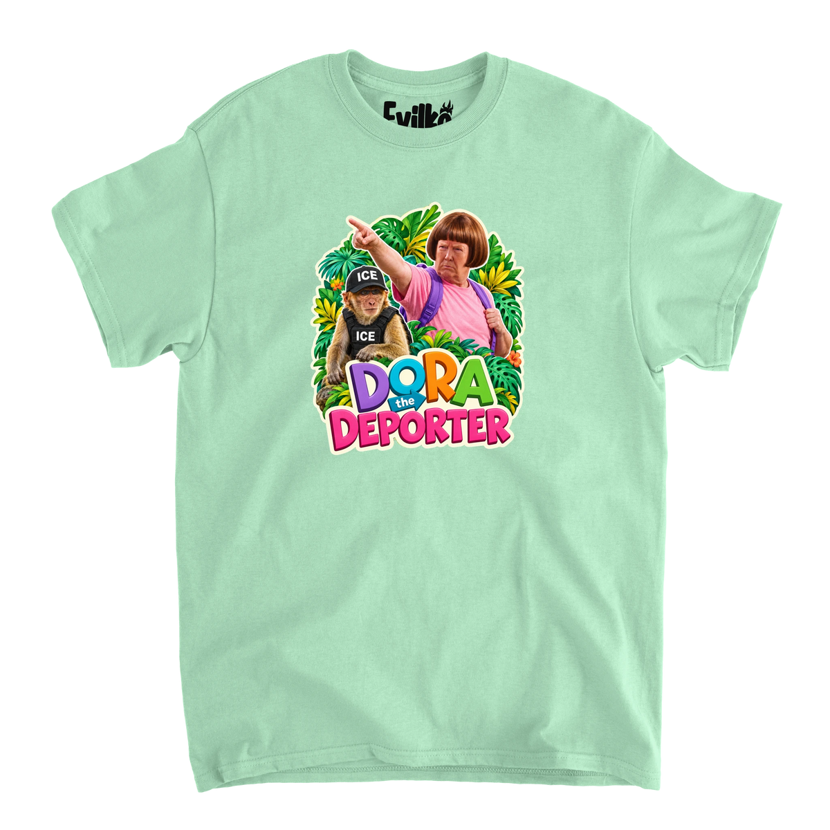 Dora The Deporter — Mens Tee — Mint — Front