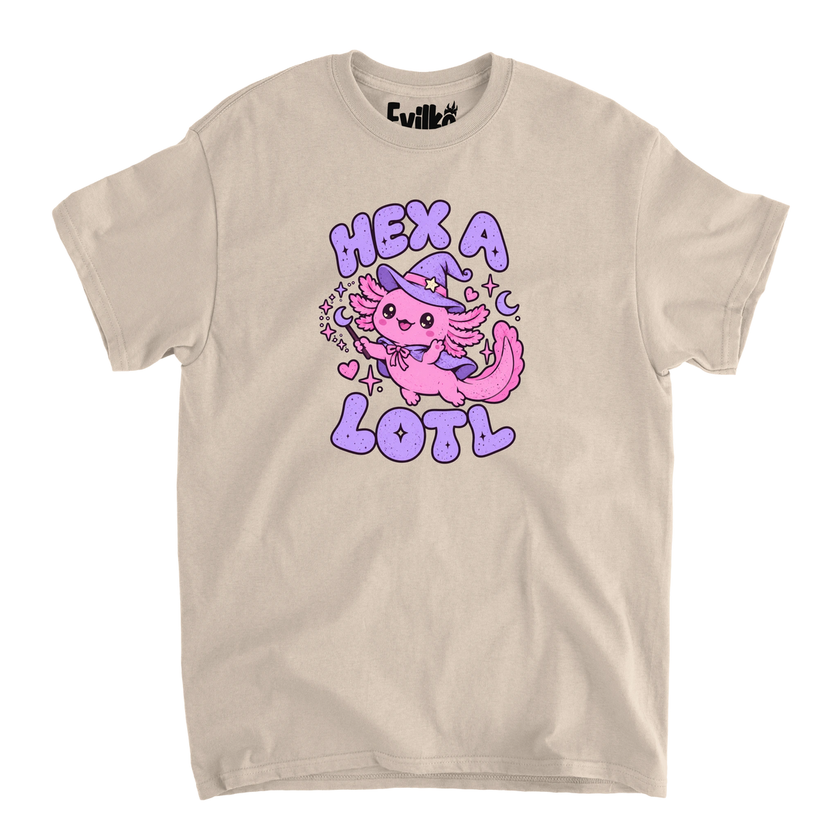 Hex A Lotl — Mens Tee — Sand — Front