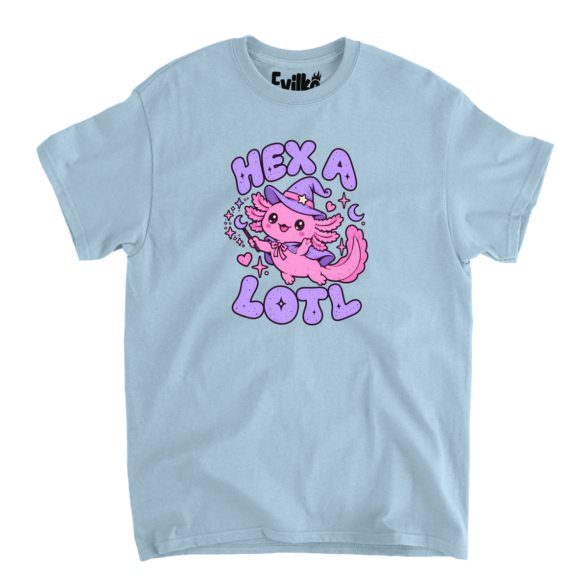 Hex A Lotl — Mens Tee — Light Blue — Front