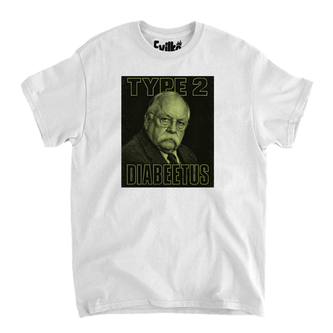 Type 2 Diabeetus Portrait Background — Mens Tee — White — Front