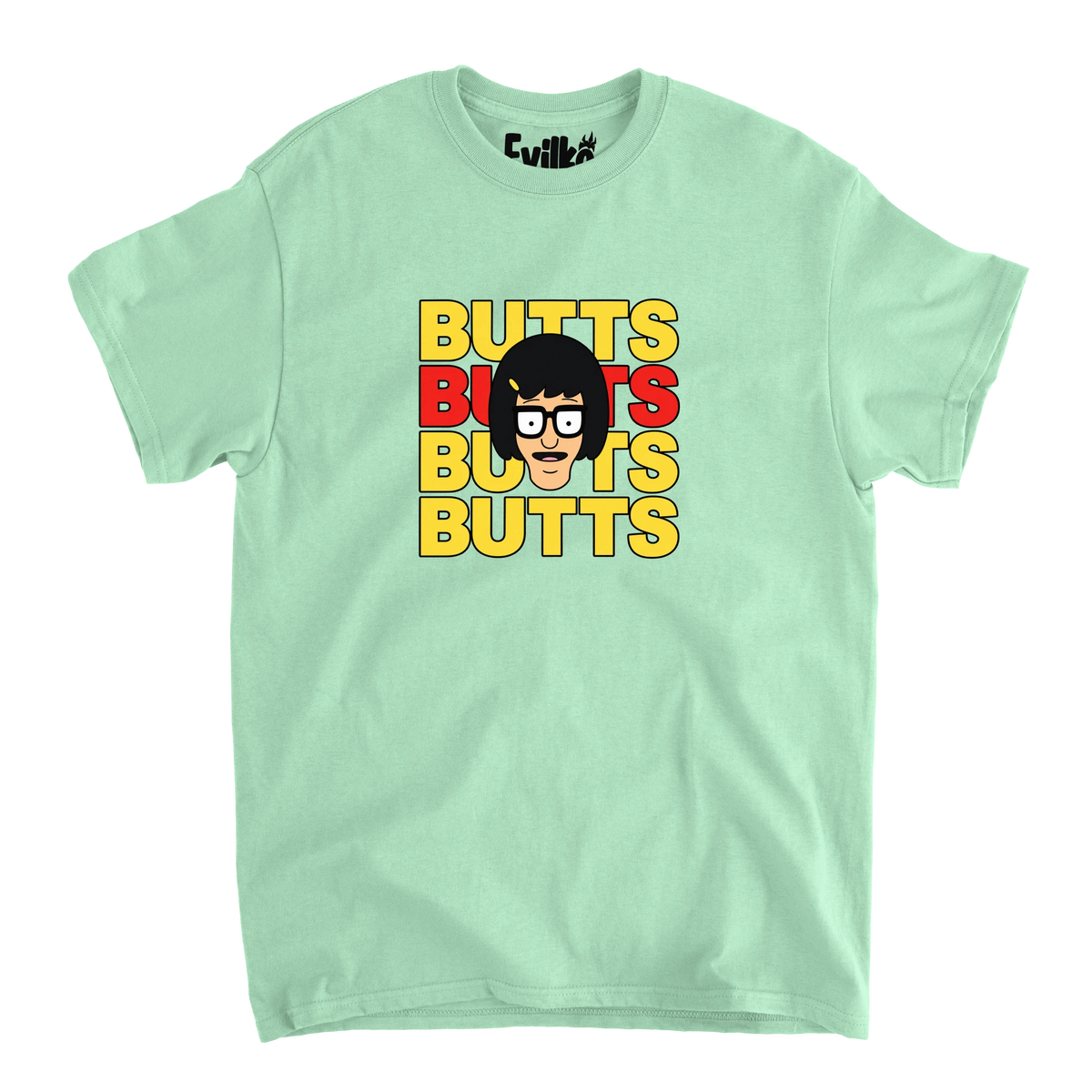 Butts Stacked Tina — Mens Tee — Mint — Front