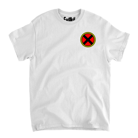 X Men Emblem No Notches — Mens Tee — White — Front