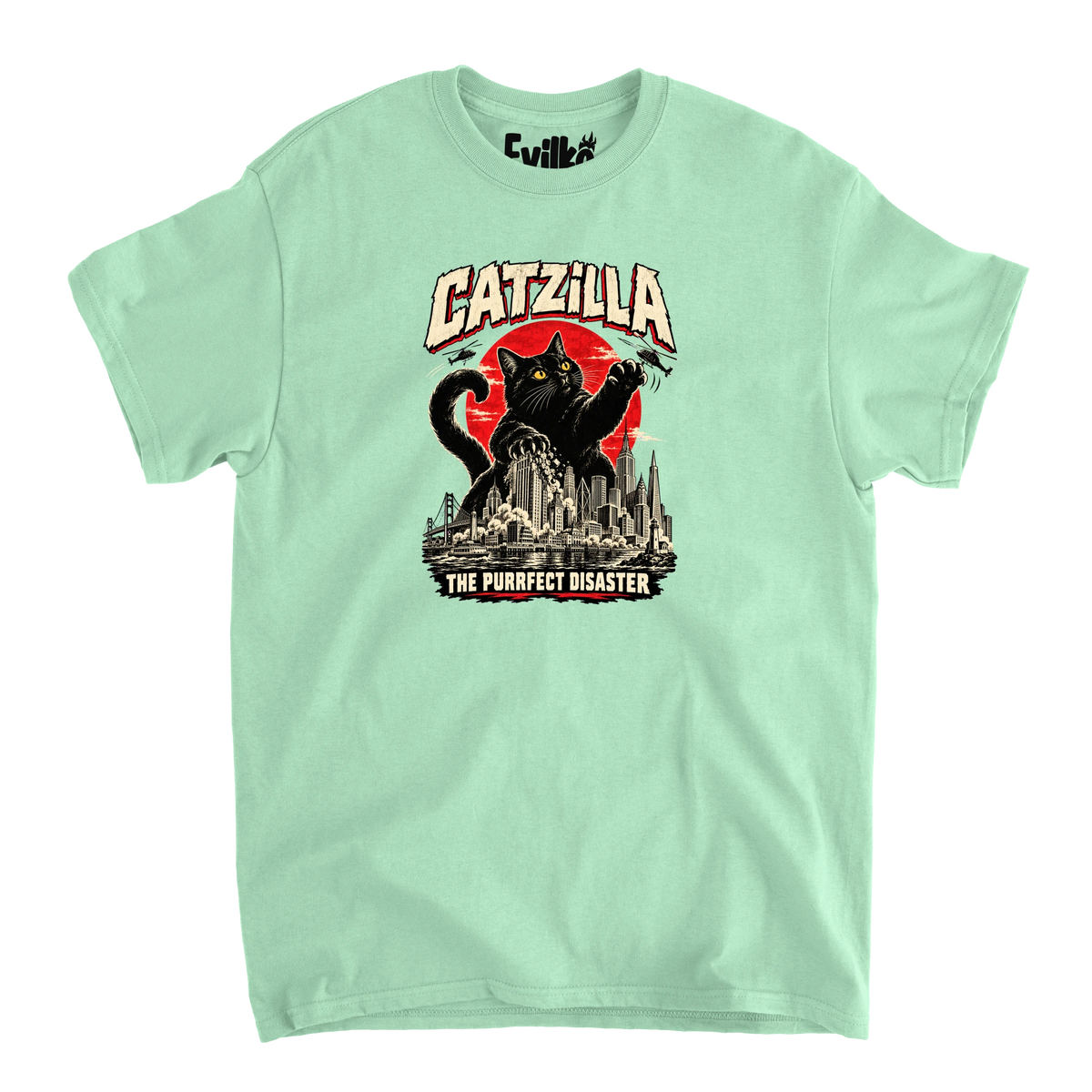 Catzilla — Mens Tee — Mint — Front