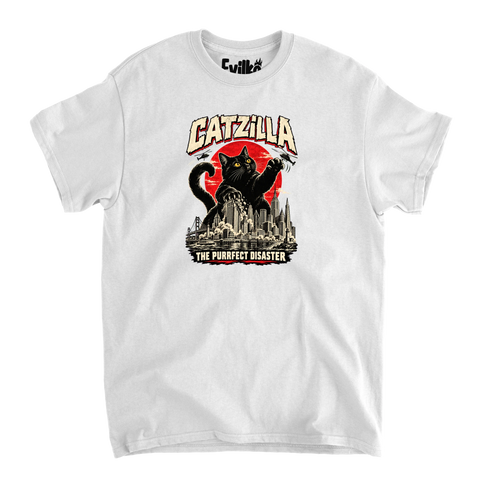Catzilla — Mens Tee — White — Front