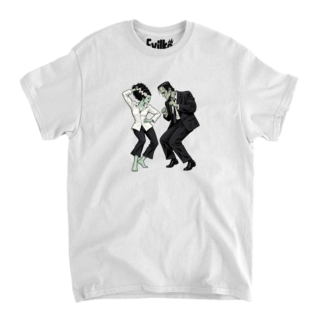 Frankenstein Bride Twist Dance — Mens Tee — White — Front