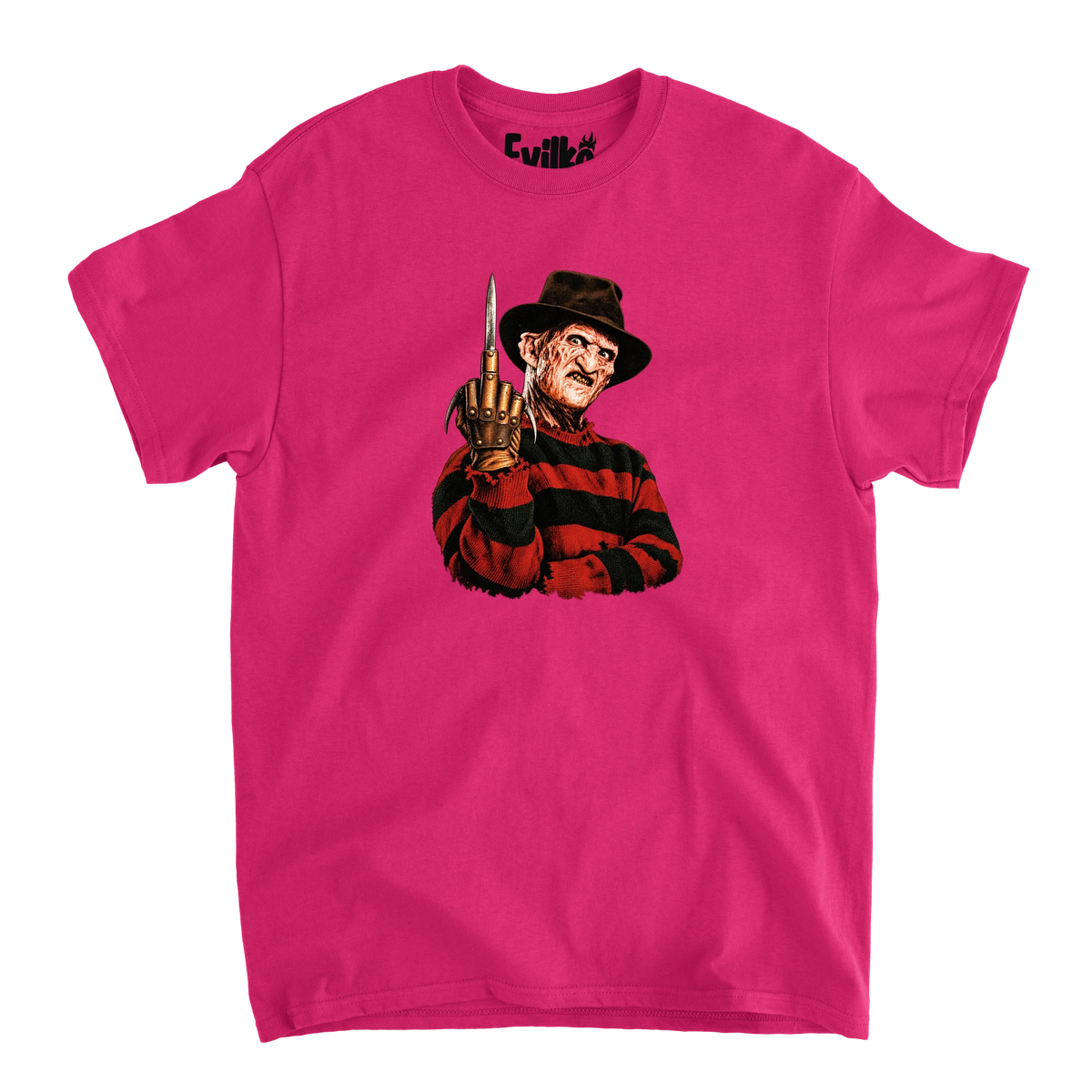 Freddy Middle Claw Halftone — Mens Tee — Heliconia — Front