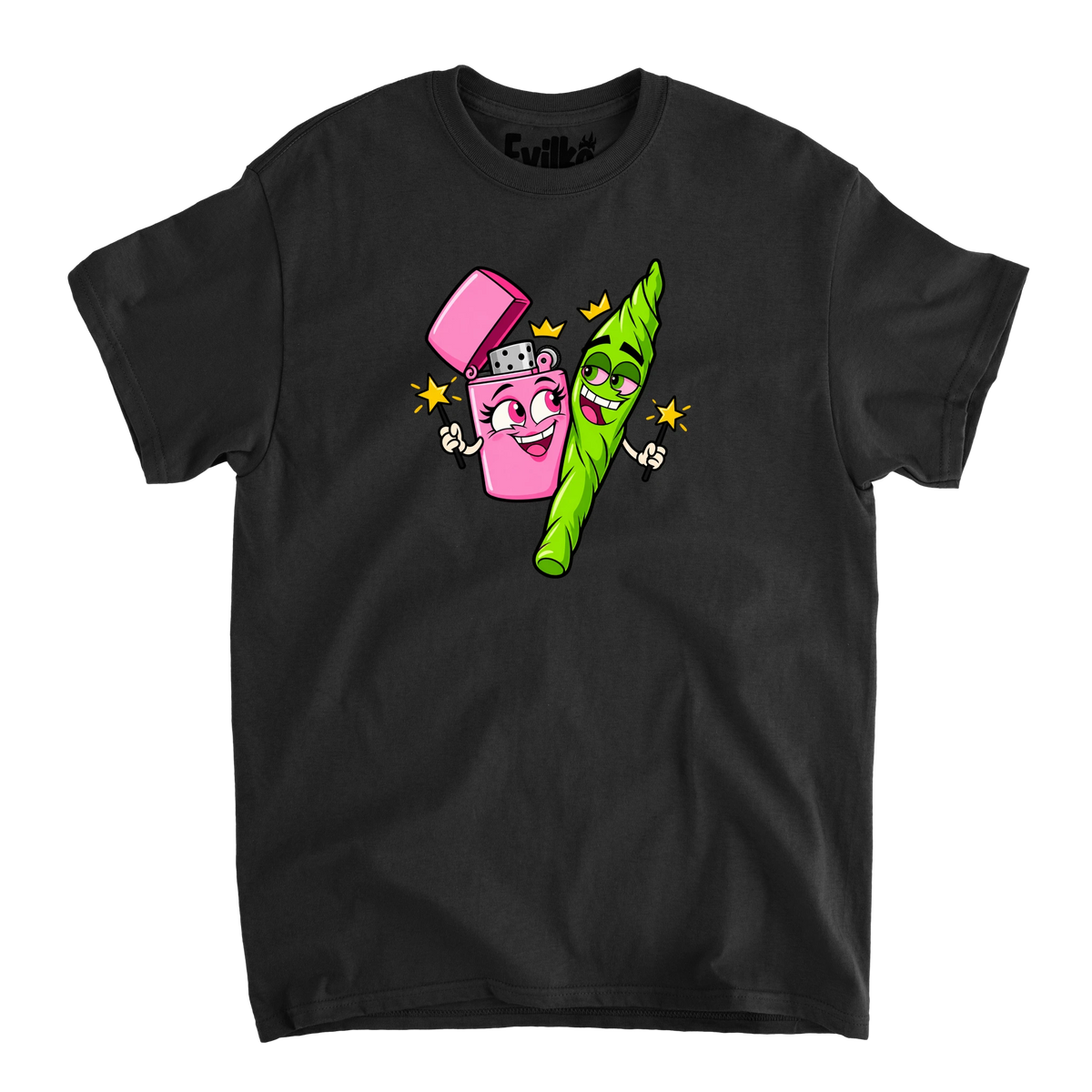 Lighter and Joint — Mens Tee — Black — Front