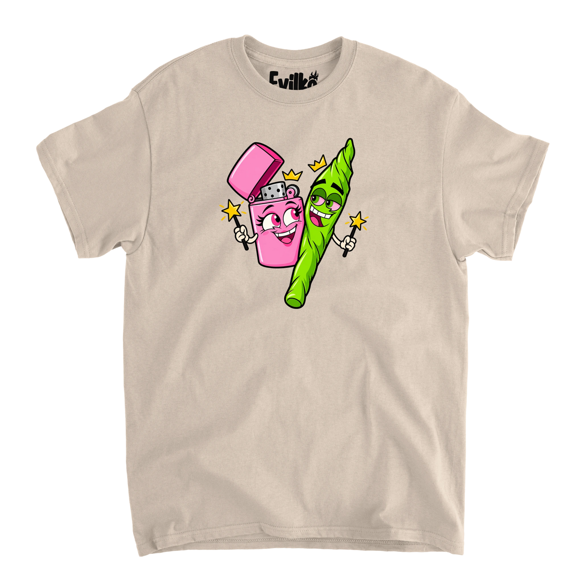 Lighter and Joint — Mens Tee — Sand — Front