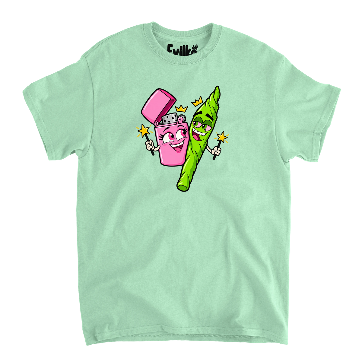 Lighter and Joint — Mens Tee — Mint — Front