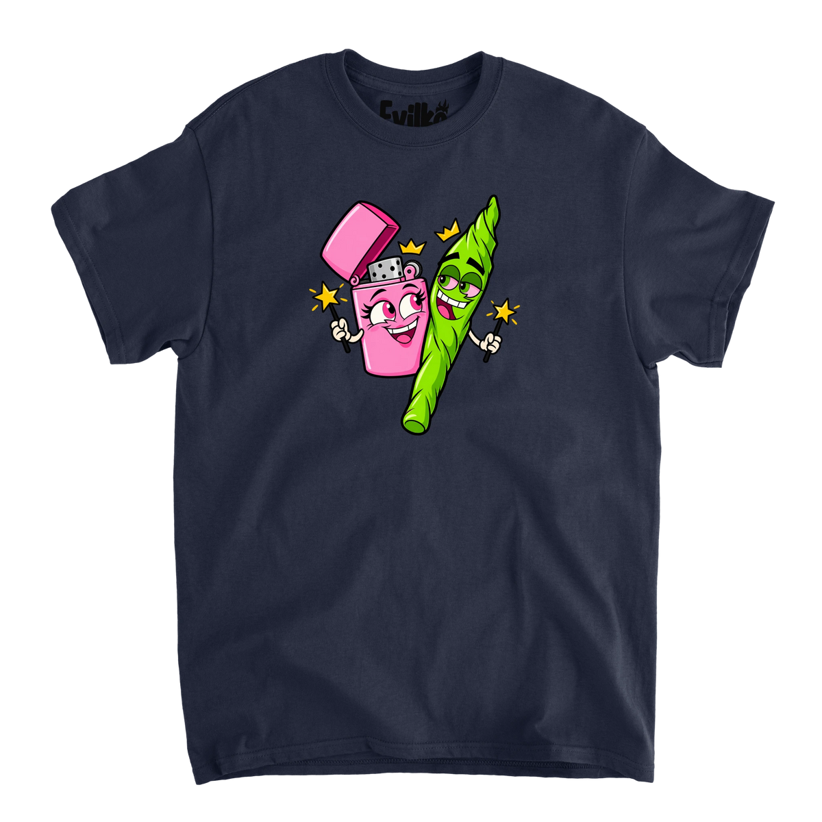 Lighter and Joint — Mens Tee — Navy — Front