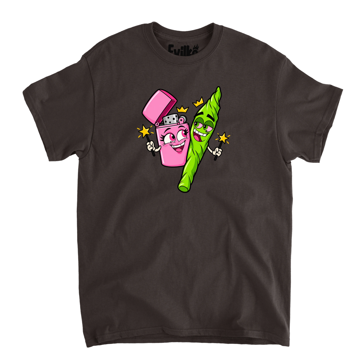 Lighter and Joint — Mens Tee — Dark Chocolate — Front