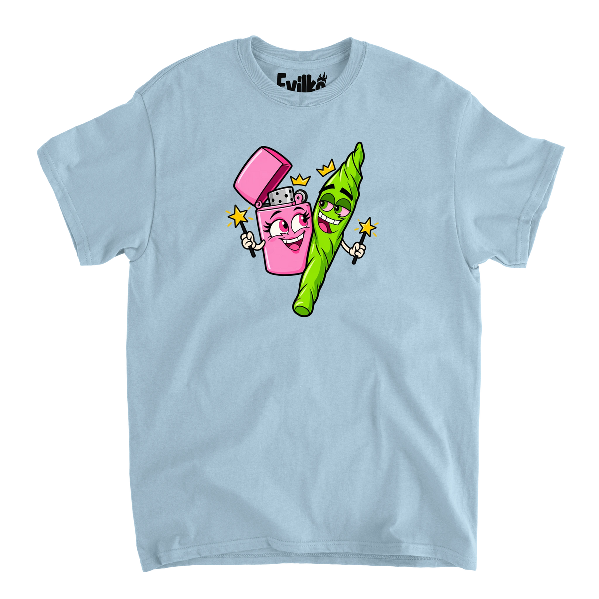 Lighter and Joint — Mens Tee — Light Blue — Front