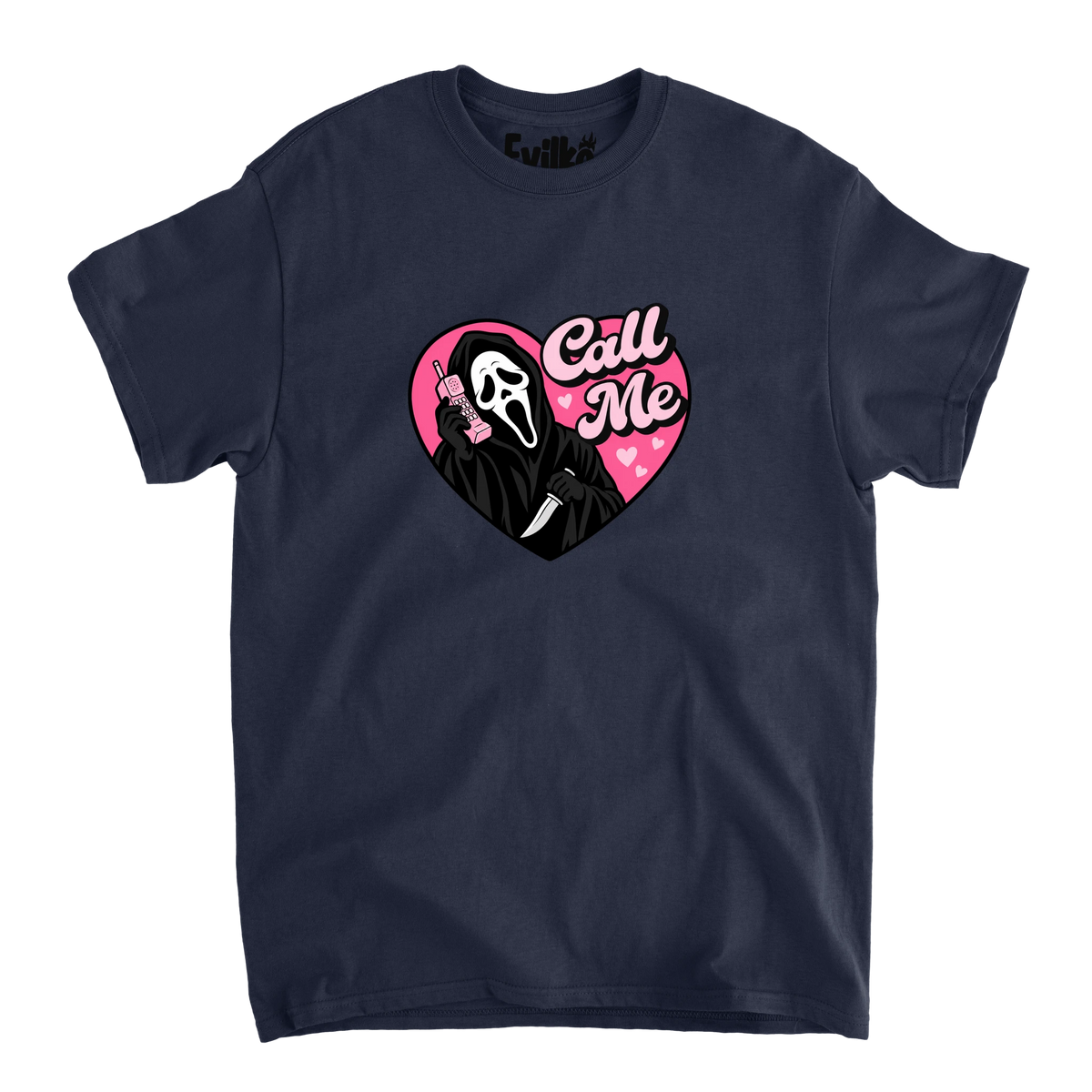 Call Me Ghostface — Mens Tee — Navy — Front