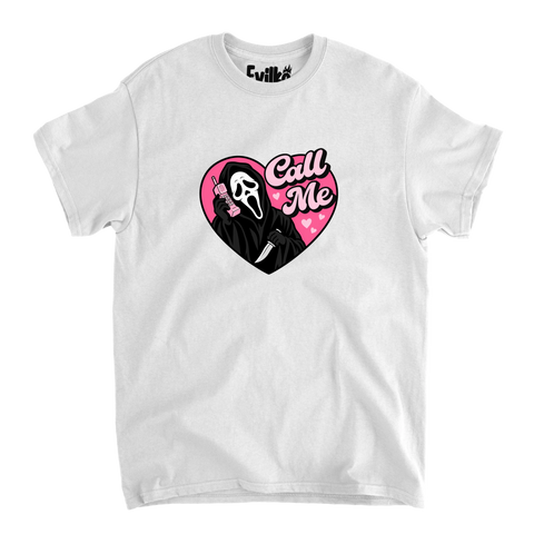 Call Me Ghostface — Mens Tee — White — Front