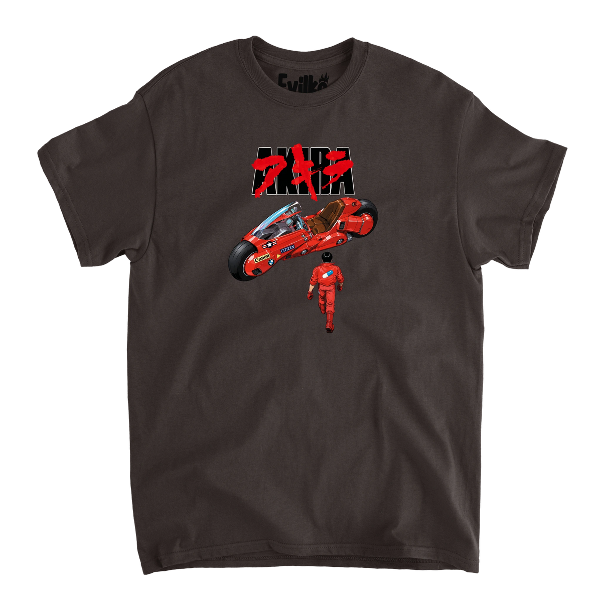 Akira Red Motorcycle — Mens Tee — Dark Chocolate — Front