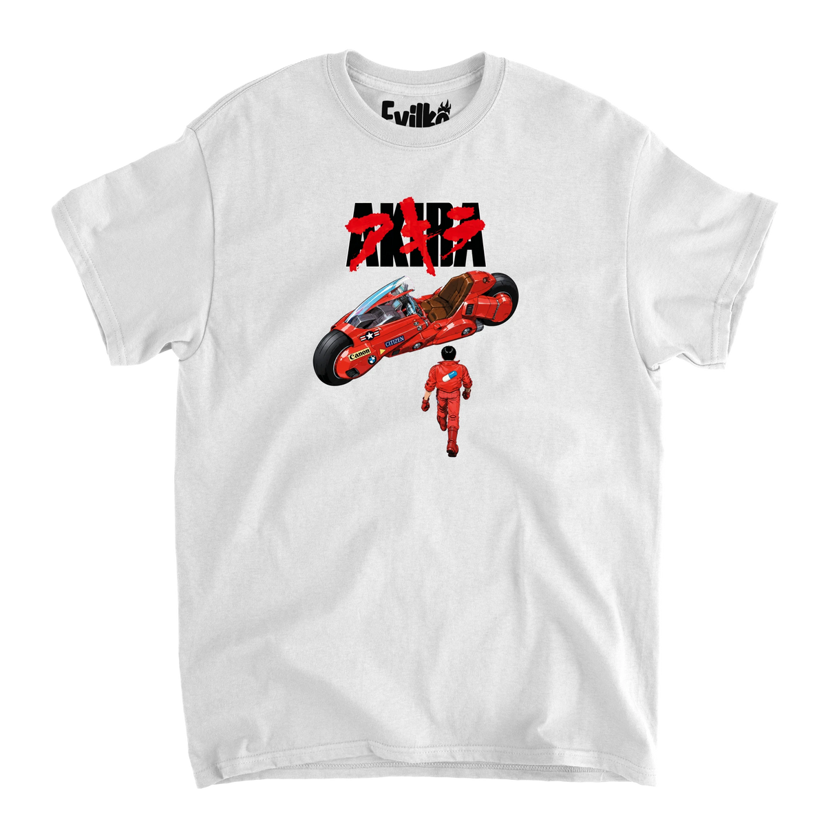Akira Red Motorcycle — Mens Tee — White — Front