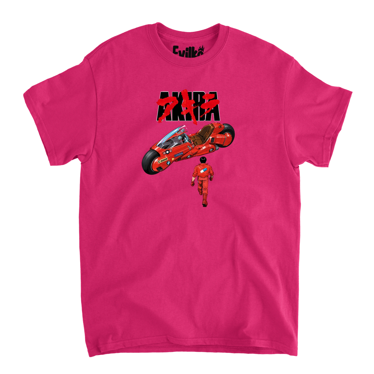 Akira Red Motorcycle — Mens Tee — Heliconia — Front