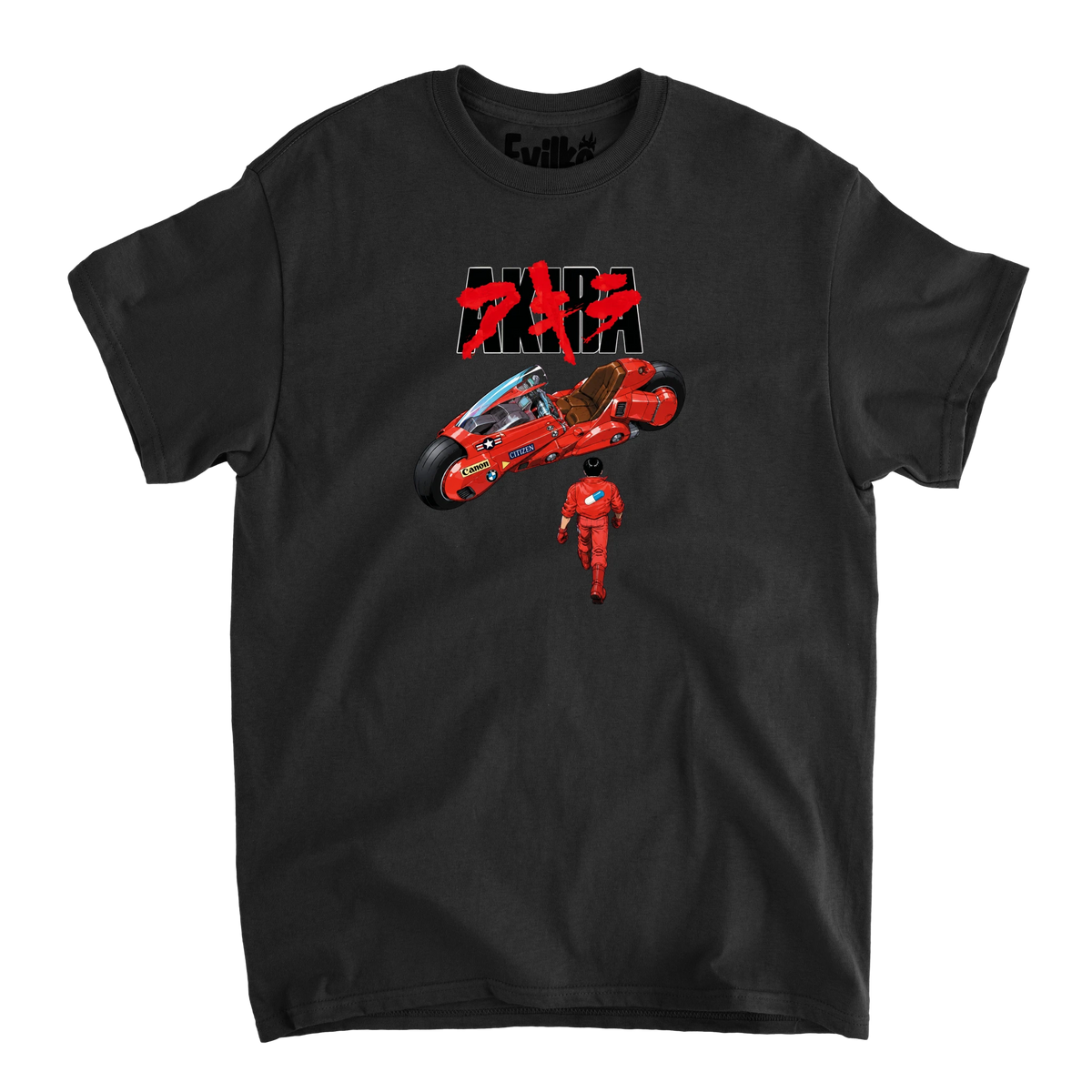 Akira Red Motorcycle — Mens Tee — Black — Front