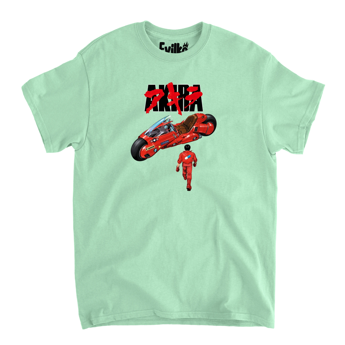 Akira Red Motorcycle — Mens Tee — Mint — Front