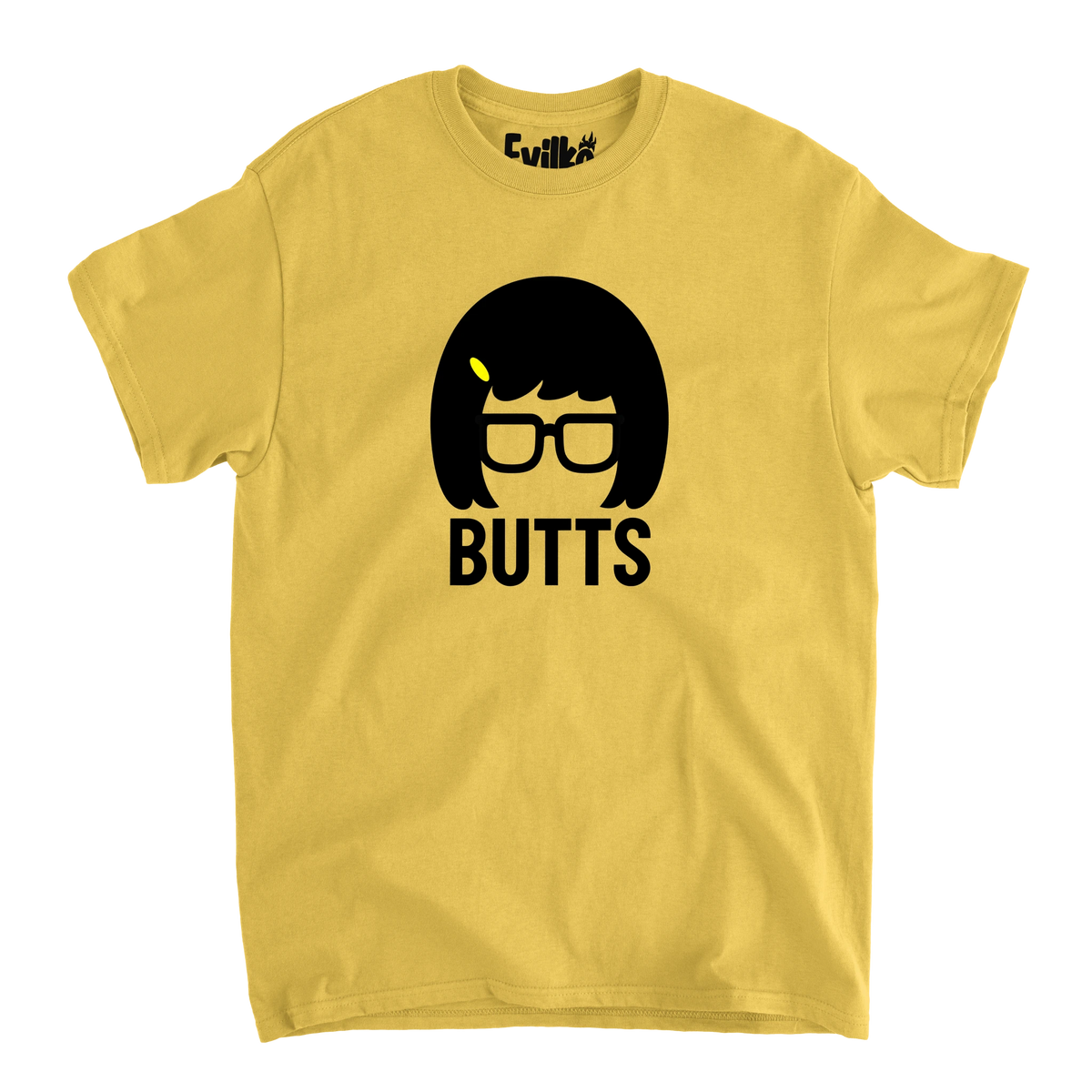 Butts Bob Hair Glasses — Mens Tee — Daisy — Front